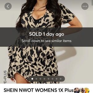 SOLD!!! Mercari SHEIN NWOT WOMENS 1X Plus Allover Wrap Fitted Dress midriff